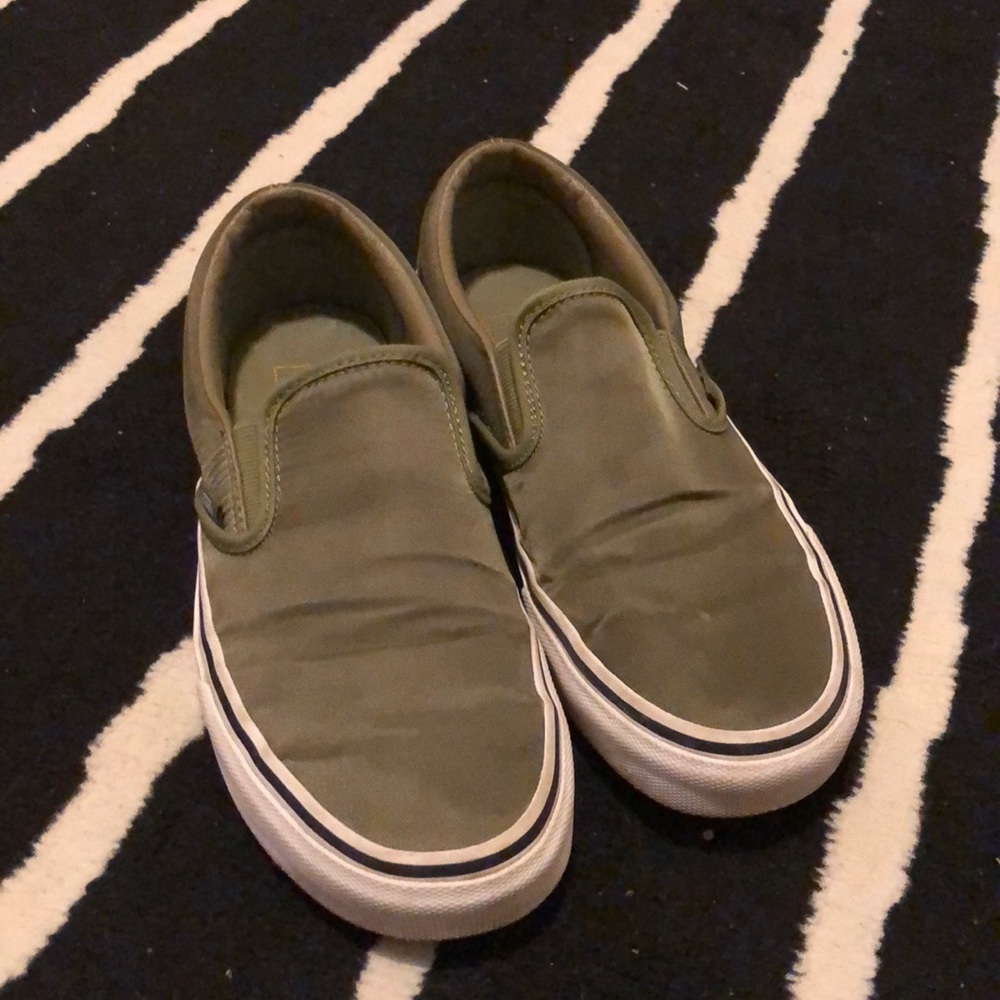 Olive Green Nylon Slip-On Vans